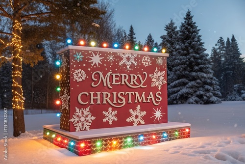 merry christmas sign Christmas themed podium rectangular type