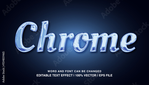 editable blue metal chrome typeface