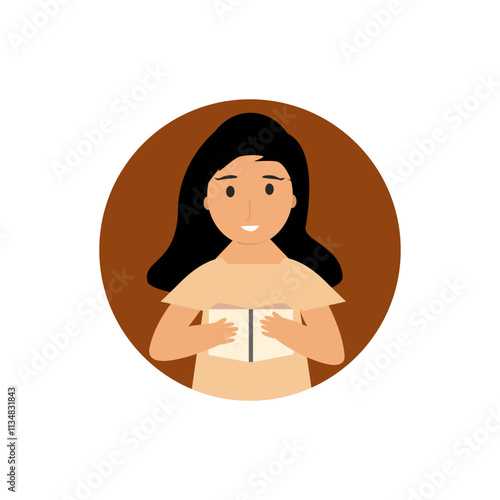 Book Lover Woman Holding Book Design