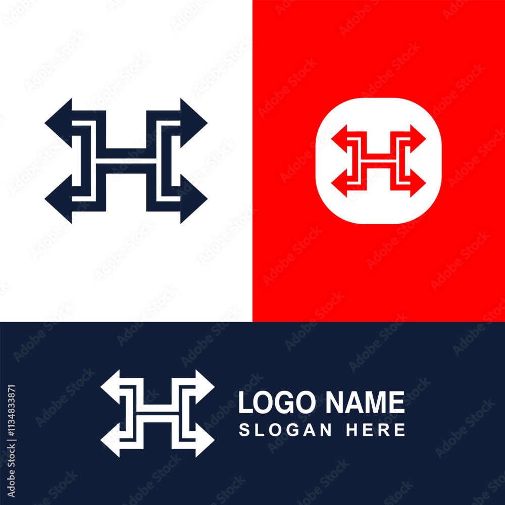 Abstract logo with H shape and arrow combination. Abstract logo with H shape and arrow combination.