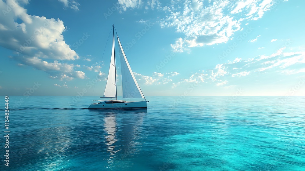Fototapeta premium Sailing adventure on crystal clear waters tropical ocean landscape