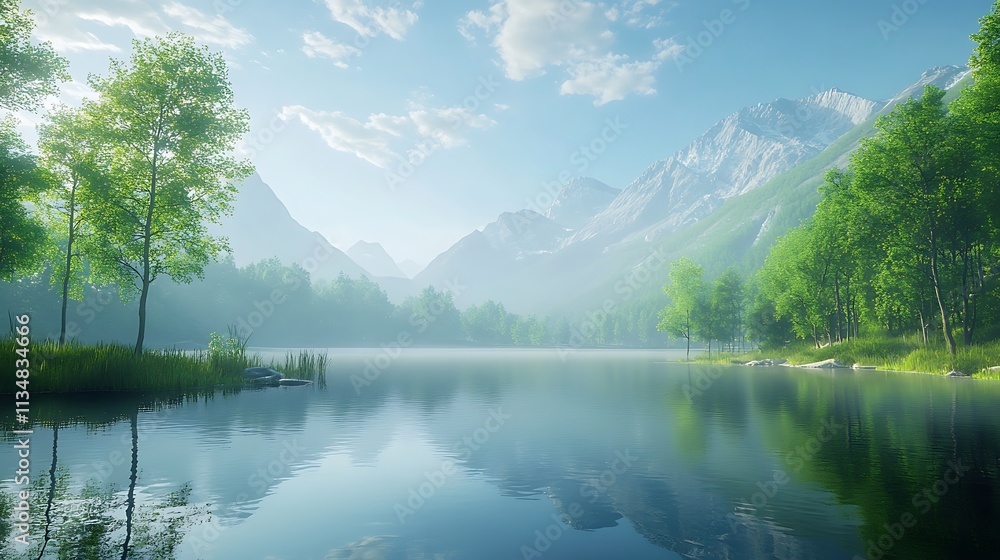 Serene lake reflections a mountain landscape photography Serene lake reflections a mountain landscape photography