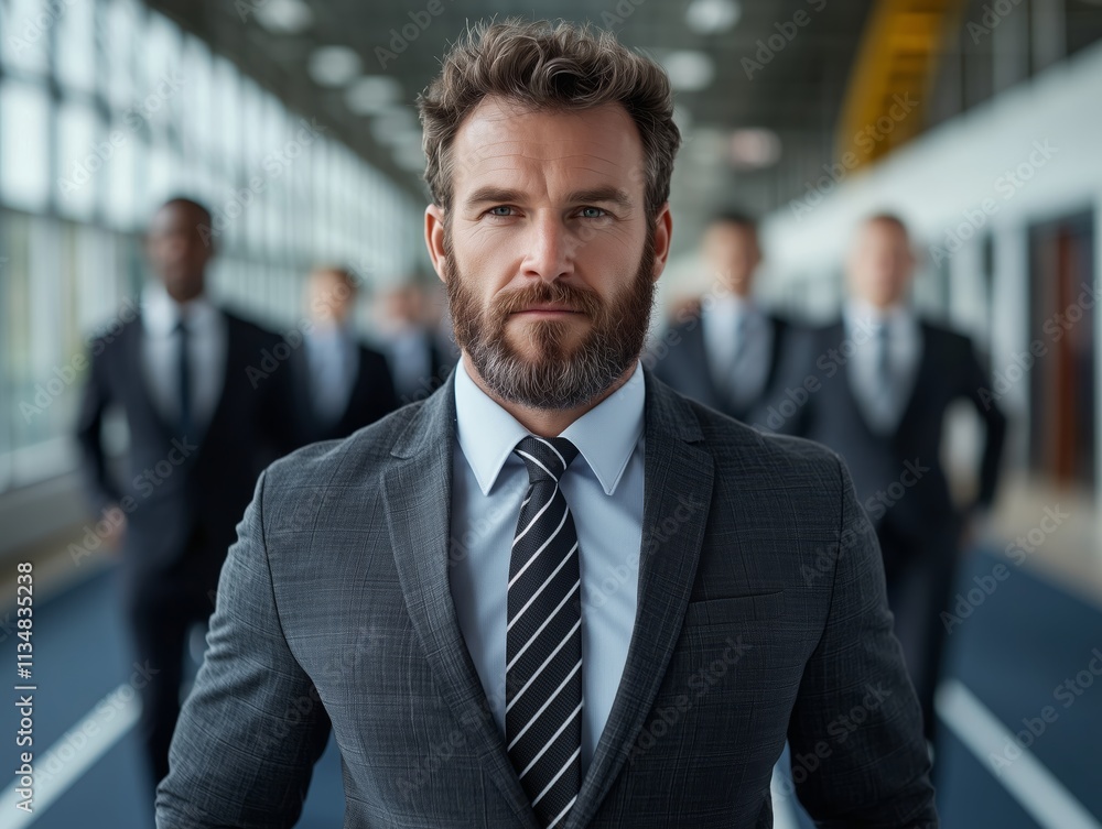 Confident Businessman Leading a Team in Office Environment Confident Businessman Leading a Team in Office Environment