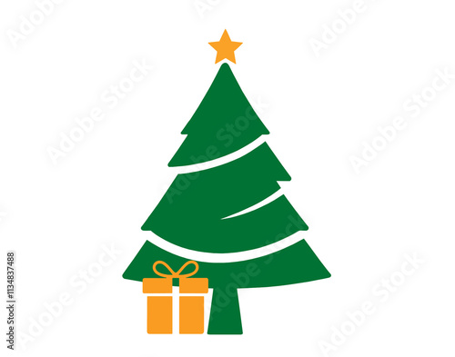 green christmas fir tree wi...