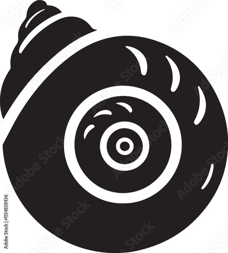 Silhouette vector of a spiral shell, perfect for nature, ocean, and beach-themed design projects. EPS format, high-quality and scalable graphic illustration.