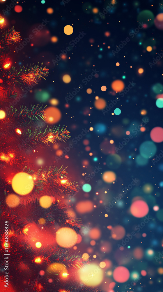 Obraz premium Christmas Lights Abstract Background: Festive, Vibrant, Bokeh, Glowing, Holiday