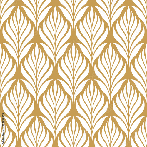 Vector illustration of geometric leaves seamless pattern. Floral organic background.