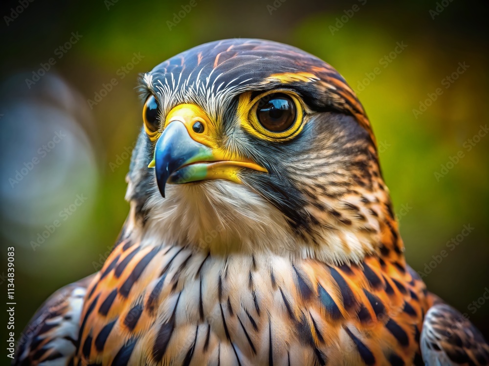 Close-Up Portrait of a Majestic Falcon Displaying Striking Features and Intense Gaze in Natural Habitat, Showcasing the Beauty and Power of This Magnificent Bird of Prey Close-Up Portrait of a Majestic Falcon Displaying Striking Features and Intense Gaze in Natural Habitat, Showcasing the Beauty and Power of This Magnificent Bird of Prey