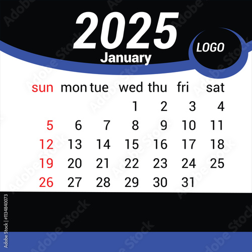  cleander design art 2025 , month of january 