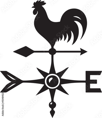 Silhouette vector of a weather vane, ideal for weather, wind direction, and vintage design projects. EPS format, high-quality and scalable graphic illustration.