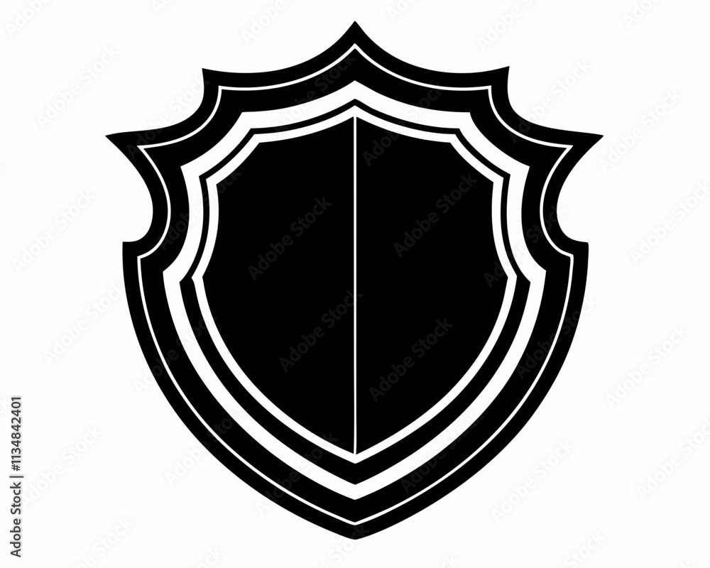 Shield icon silhouette, Shield vector illustration, shield icon vintage style Shield icon silhouette, Shield vector illustration, shield icon vintage style