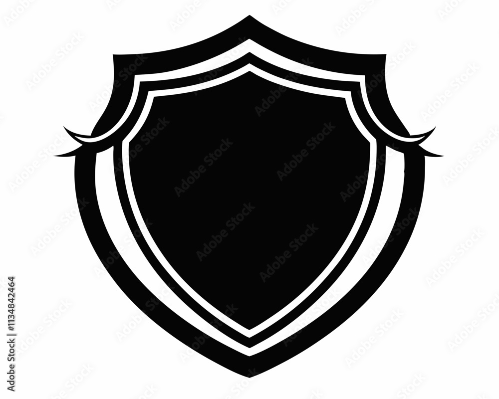 Shield icon silhouette, Shield vector illustration, shield icon vintage style Shield icon silhouette, Shield vector illustration, shield icon vintage style