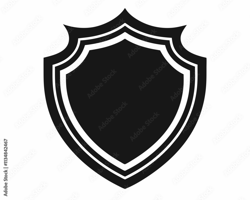Shield icon silhouette, Shield vector illustration, shield icon vintage style Shield icon silhouette, Shield vector illustration, shield icon vintage style