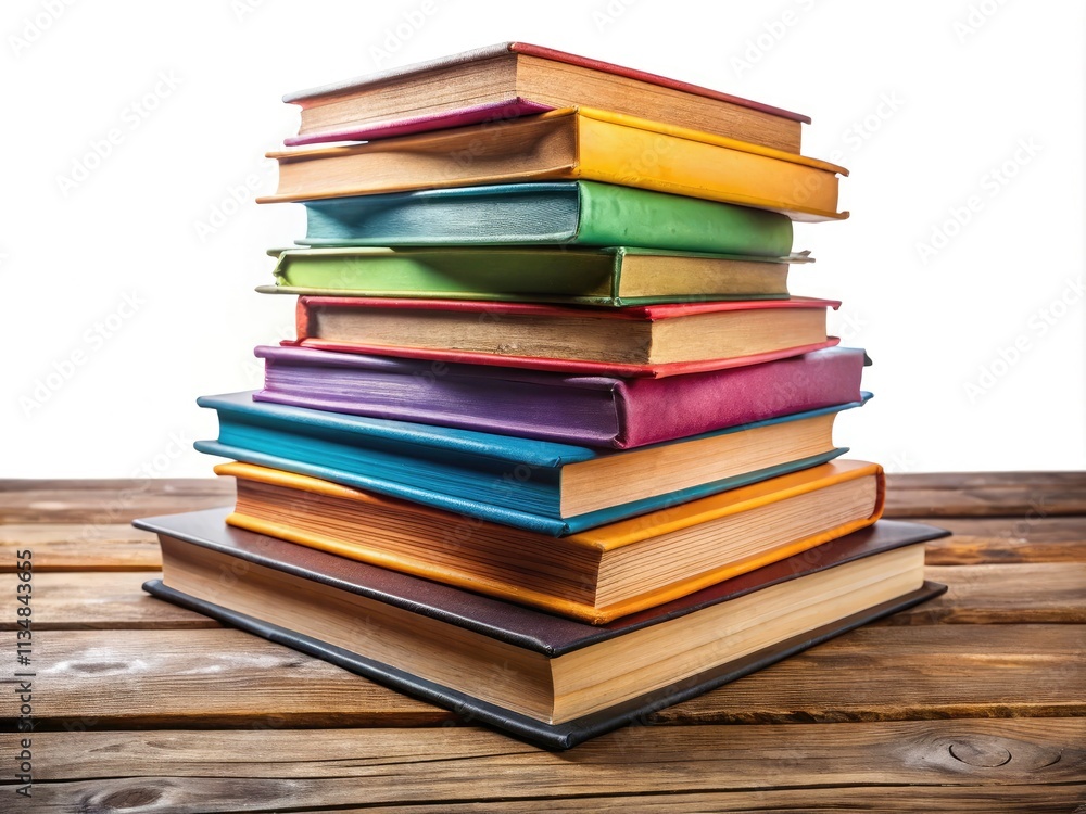 Surreal Colorful Book Stack Wooden Table - Fantasy Literature Photography Surreal Colorful Book Stack Wooden Table - Fantasy Literature Photography
