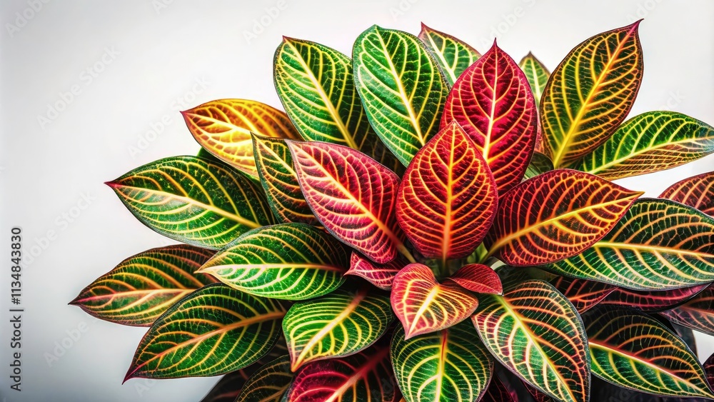 Obraz premium Surreal Foliage Plant Illustration on White, Vibrant Flat Vector Art with Transparent Background, Ideal for Nature Themes, Decor, and Digital Design Projects