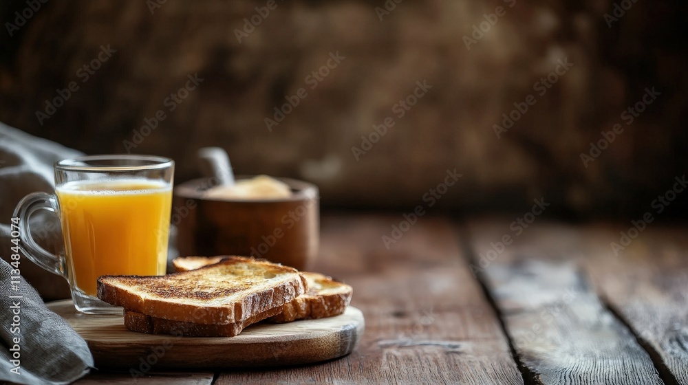 Freshly Toasted Bread with Orange Juice and Brown Sugar on Rustic Wooden Table, Perfect for Breakfast or Brunch Setting with Natural Lighting Freshly Toasted Bread with Orange Juice and Brown Sugar on Rustic Wooden Table, Perfect for Breakfast or Brunch Setting with Natural Lighting