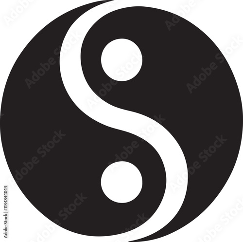 Wallpaper Mural Silhouette vector of the Yin-Yang symbol, perfect for spirituality, balance, and philosophy-themed design projects. EPS format, high-quality and scalable graphic illustration. Torontodigital.ca