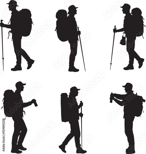 hiker mountain climber adventure silhouette