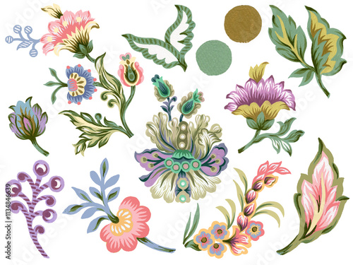 Flower vintage paisley baroque arabic frame border arrangement ornament oriental ornament leaf retro elements isolated