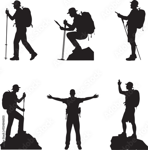 hiker mountain climber adventure silhouette