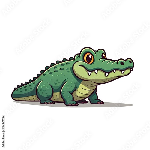 cartoon cute crocodile isolated on white