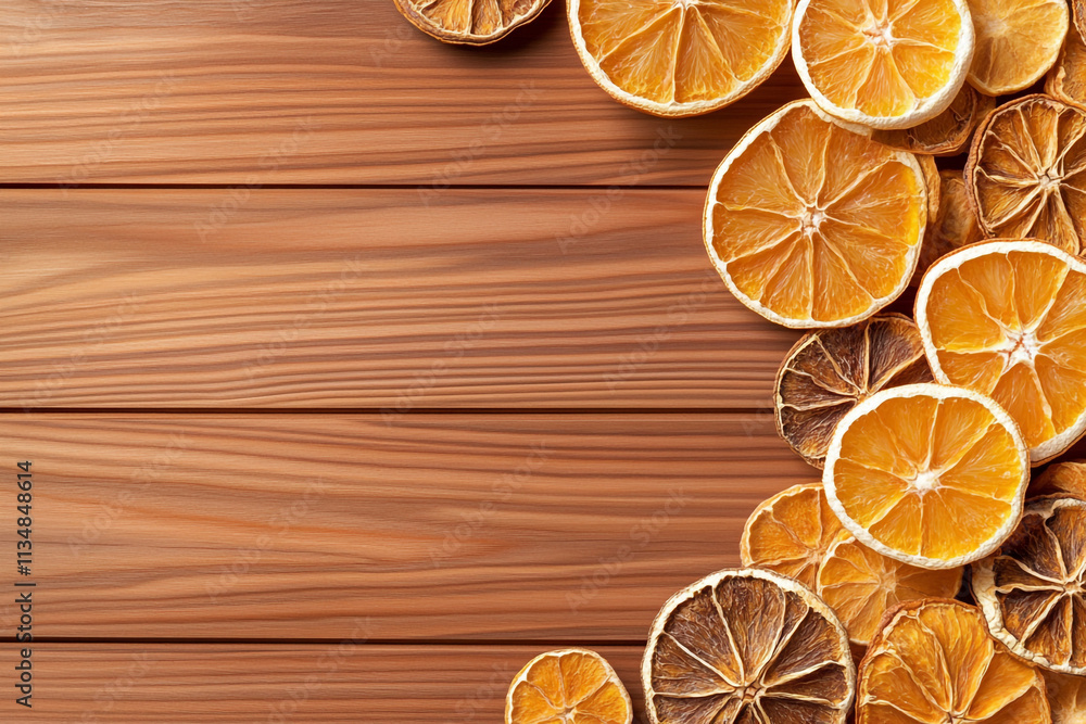Dried Orange and Grapefruit Slices on a Wooden Background Dried Orange and Grapefruit Slices on a Wooden Background