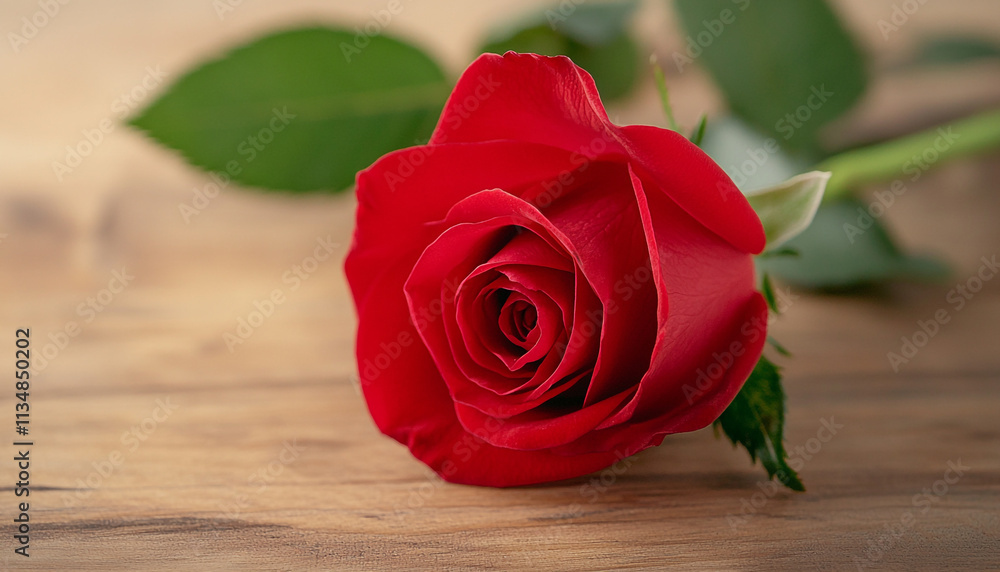 Red Roses on a Rustic Wooden Table with Warm Red Blank Space Red Roses on a Rustic Wooden Table with Warm Red Blank Space