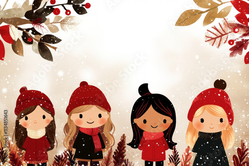 Diverse Kids In Winter