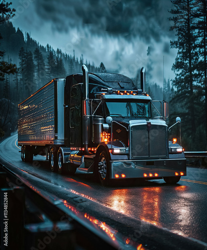 semi truck side view