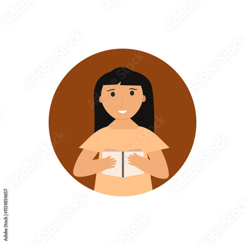 Book Lover Female Character with Books for Learning