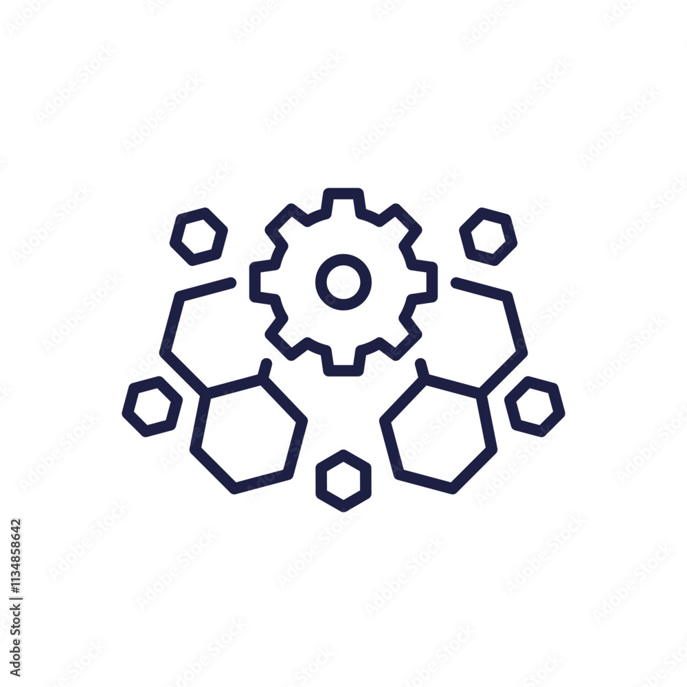 bioengineering icon in line design with molecules bioengineering icon in line design with molecules