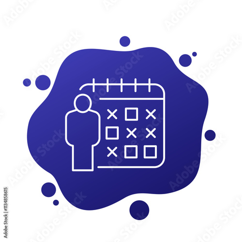 absence and attendance icon with calendar, line vector