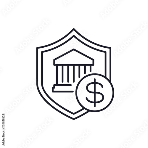 bank deposit line icon, safe savings account