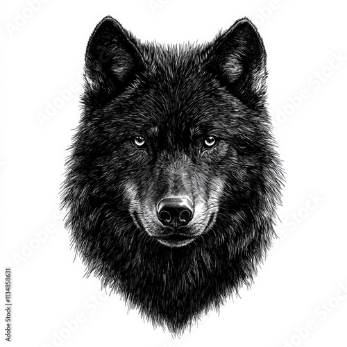 Wolf Head Silhouette, Black...