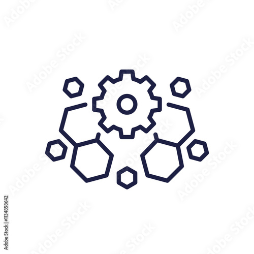 bioengineering icon in line design with molecules