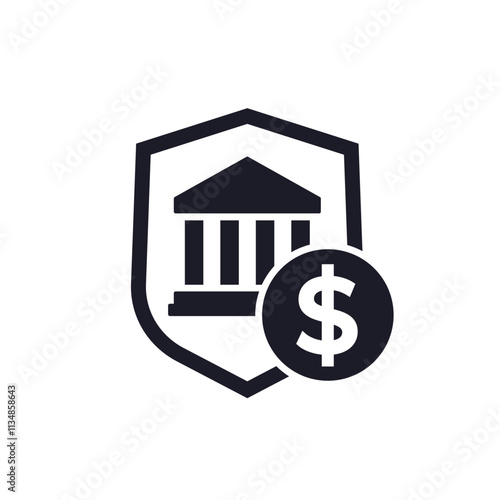 bank deposit icon on white, secure savings account