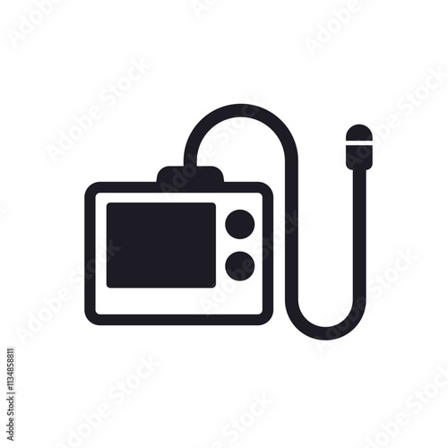 endoscopy icon, inspection with endoscope, pictogram on white