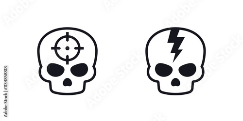 headshot icons with skull for games, shot in the head vector