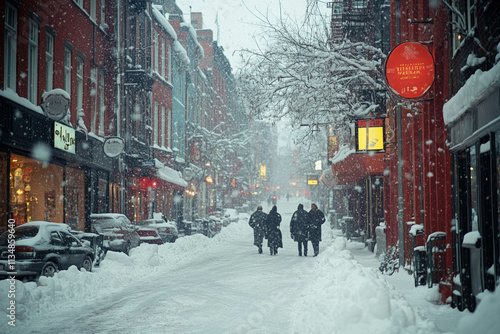 City Street In Winter With ...
