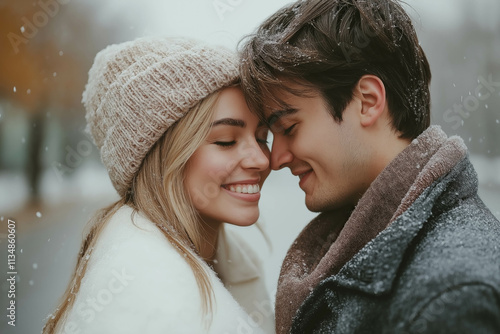 Happy Couple In Winter