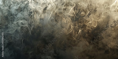 Dramatic Abstract Smoke Cloud in Gradient Shades of Gold and Grey