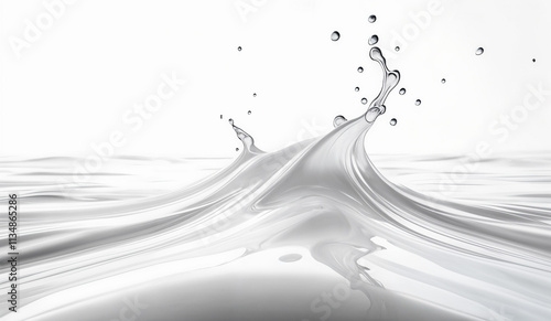 Splashing white liquid texture background illustration. AI generated. photo