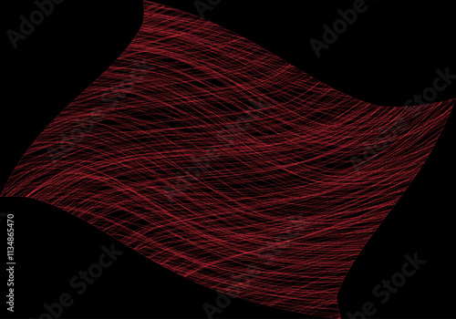 Bandera roja ondeando con relleno de garabatos sobre fondo negro