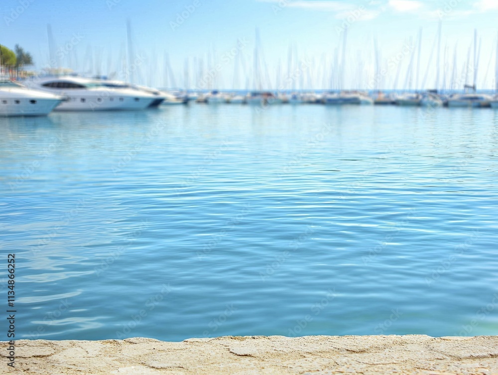 Obraz premium Docking Procedures in a busy marina, featuring sailboats and yachts maneuvering, capturing the essence of nautical life.