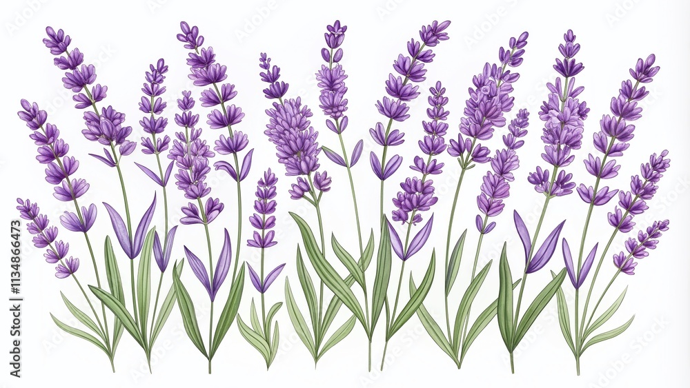 Naklejka premium Cute Hand-Drawn Silhouette of Lavender Flowers for Coloring Books and Fragrance Designs - Volume 3 - Isolated Floral Elements on a Clear Background