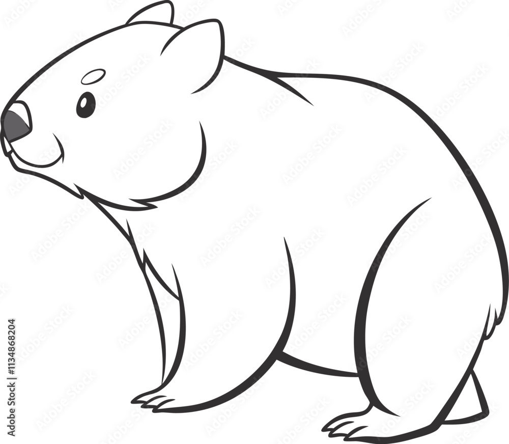 Obraz premium Wombat line art vector and black and white drawing illustration design