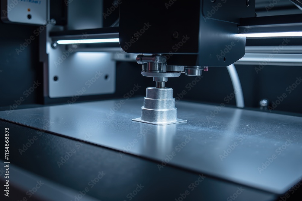 Cutting-Edge 3D Printer Machine in Action Focusing on Precision Metal Component Production in a Modern Industrial Environment Cutting-Edge 3D Printer Machine in Action Focusing on Precision Metal Component Production in a Modern Industrial Environment