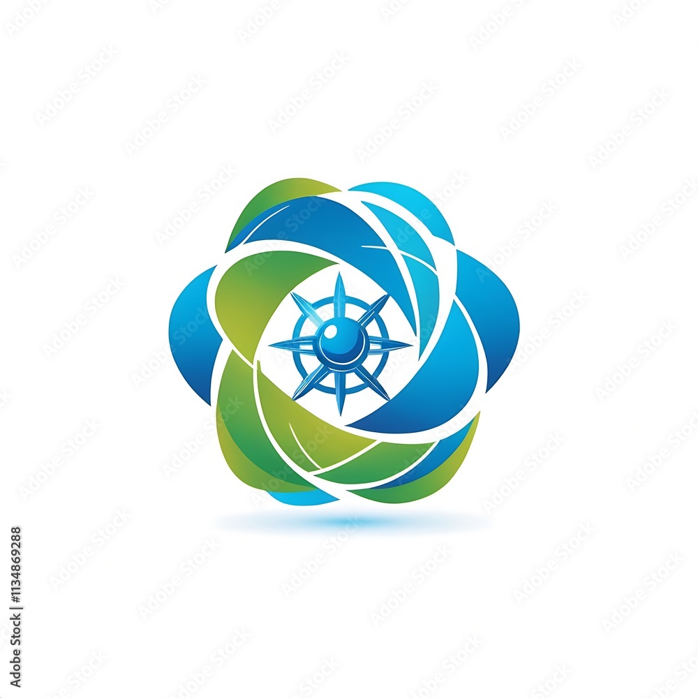 Abstract Compass Logo: A modern and vibrant logo design featuring a compass intertwined with abstract green and blue leaves. This symbolizes guidance, direction, and a connection to nature. Abstract Compass Logo: A modern and vibrant logo design featuring a compass intertwined with abstract green and blue leaves. This symbolizes guidance, direction, and a connection to nature.