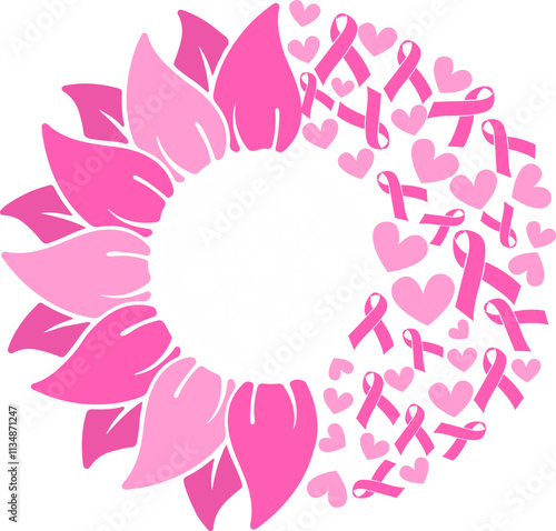 sunflower Support Squad Breast Cancer with ribbon design