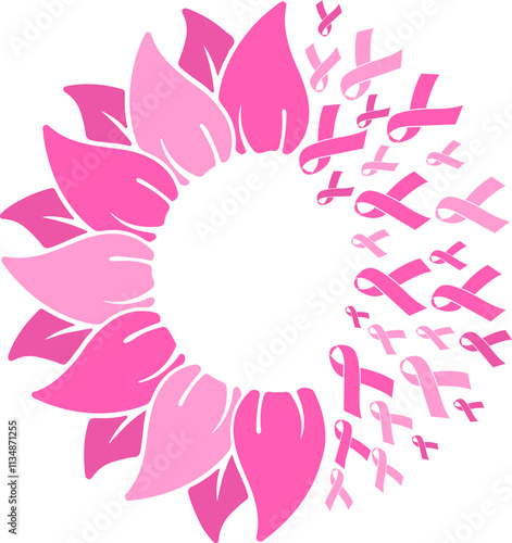sunflower Support Squad Breast Cancer with ribbon design